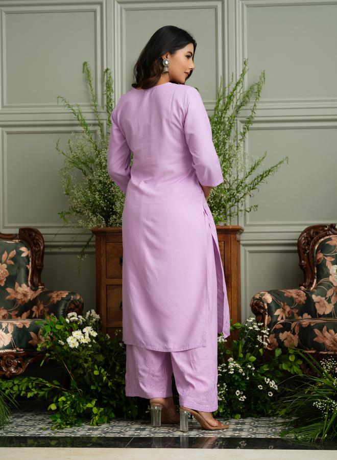 دي دبليو طقم منسق من كورتا مطرزة بنقوش إثنية وبنطال للنساء - Image 3